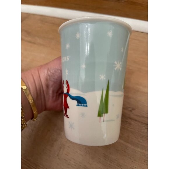 NWOT Starbucks Holiday Mug 12oz With Dog Sledding Scene & Snowflakes - Picture 6 of 7